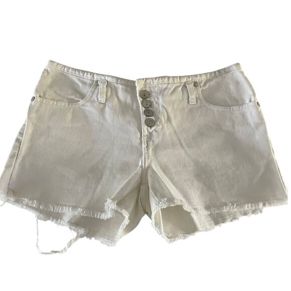 VTG Y2K No Boundaries Low Rise Button Fly Shorts size 5 Micro Mini White - Picture 1 of 7